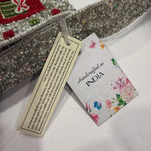 MADE IN INDIA Christmas beaded Shoulder Bag NWT - Picture 8 of 12